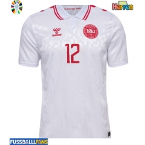 Dänemark Kasper Dolberg #12 Auswärtstrikot EM 2024 Kurzarm